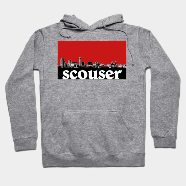 Scouser / Liverpool Red Skyline Design Hoodie by DankFutura